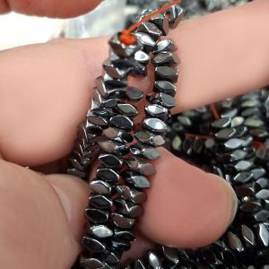 Бусины Гематит 3-1,7 мм, подушки, тёмно-серый, нить
