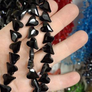 Бусины Сердечки (Heart beads) на нити 9х12 мм, 002, чёрный Бусины Сердечки (Heart beads) на нити 9х12 мм, 002, чёрный