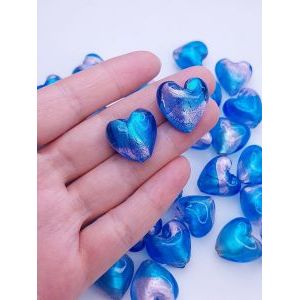 Бусина сердце 23х25 мм, сине-сиреневый