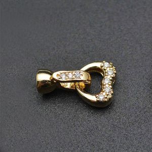 Винтажный замочек со стразами Сердечко, 12х17 мм, Gold plated Винтажный замочек со стразами Сердечко, 12х17 мм, Gold plated