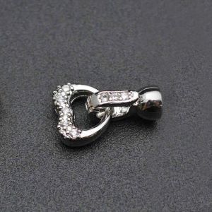 Винтажный замочек со стразами Сердечко, 12х17 мм, Rodium plated Винтажный замочек со стразами Сердечко, 12х17 мм, Rodium plated