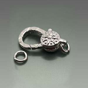Замок-карабин Круглый с цветком, 24х11 мм, silver Замок-карабин Круглый с цветком, 24х11 мм, silver