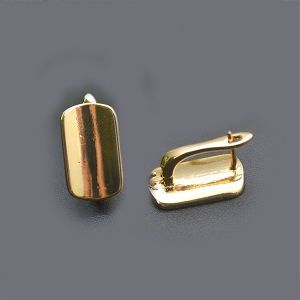 Серьги прямоугольные, гладкие с петелькой, 10х20 мм, золото 18k