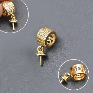 Бейл-замочек с креплением для бусины, 6х16 мм, золото 14k