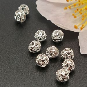 Бусина-разделитель Ажурная 4 мм, серебро, 1 шт