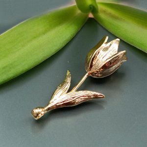 Подвеска Тюльпан, 28,6х11,6 мм, золото 18K