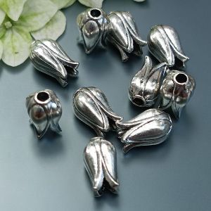 Бусины-Окончания Тюльпан (гладкий), 11х6 мм, серебро, 10 шт