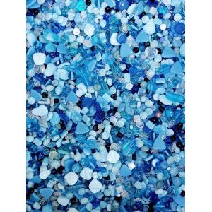 Бусины для рукоделия стеклянные, набор  AQUA, голубой, 50 г