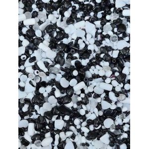 Бусины для рукоделия стеклянные, набор  BLACK-WHITE, чёрно-белый, 50 г