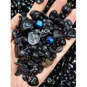 Бусины для рукоделия стеклянные, набор  BLACK, чёрный, 50 г
