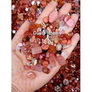 Бусины для рукоделия стеклянные, набор  DUSTY-ROSE, розовый, 50 г