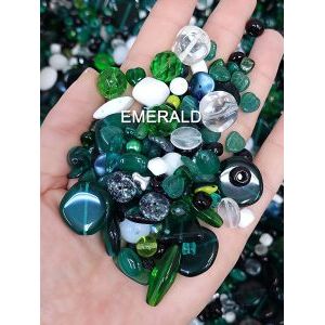 Бусины для рукоделия стеклянные, набор  EMERALD, зелёный, 50 г