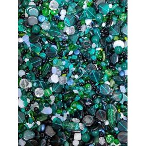 Бусины для рукоделия стеклянные, набор  EMERALD, зелёный, 50 г