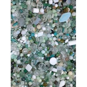 Бусины для рукоделия стеклянные, набор  JADE, серо-зелёный, 50 г