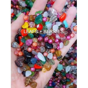 Бусины для рукоделия стеклянные, набор  LEAFS-BERRIES, микс, 50 г