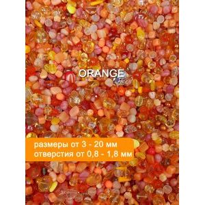 Бусины для рукоделия стеклянные, набор  ORANGE, оранжевый, 50 г