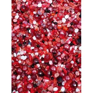Бусины для рукоделия стеклянные, набор  RED, красный, 50 г
