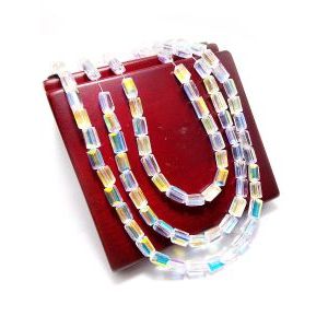 Бусины Длинные (Long cube beads) на нити, 4х8 мм, кристалл