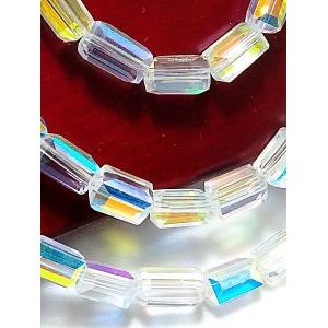 Бусины Длинные (Long cube beads) на нити, 4х8 мм, кристалл