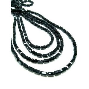 Бусины Длинные (Long cube beads) на нити, 4х8 мм, чёрный