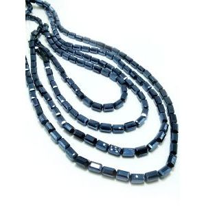 Бусины Длинные (Long cube beads) на нити, 4х8 мм, гематит