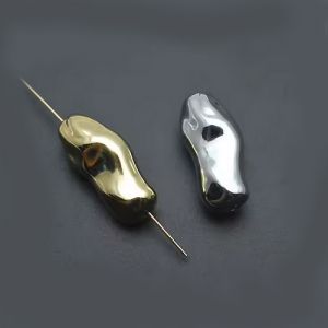 Бусина "Арахис", 9х22 мм, золото, 1 штука