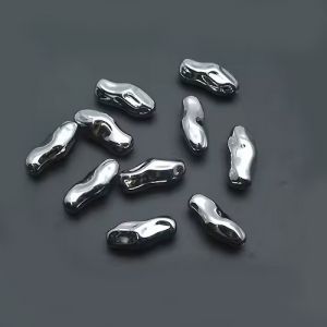 Бусина "Арахис", 9х22 мм, родий