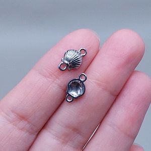 Подвеска-коннектор Ракушка, 12х7,5 мм, серебро