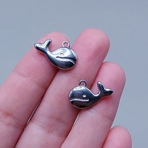 Подвеска Кит, 11,5х18,5 мм, серебро