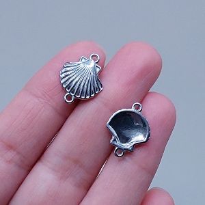 Подвеска-коннектор Ракушка, 17х13 мм, серебро