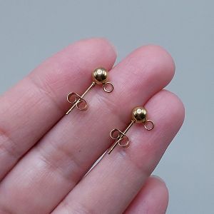 Пусеты (гвоздики), 5 мм, золото 18К, 2 шт
