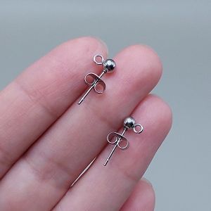 Пусеты (гвоздики), 4 мм, серебро, 2 шт