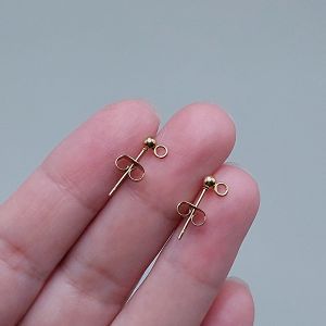 Пусеты (гвоздики), 3 мм, золото 18К, 2 шт