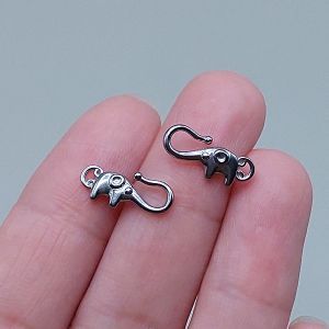Замочек-крючок Слоник, 15х6 мм, серебристый