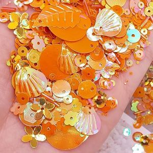 Пайетки 10 г, оранжевый микс