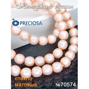 Жемчужные бусины на нити 70574 матовые, цвет розовый кремовый